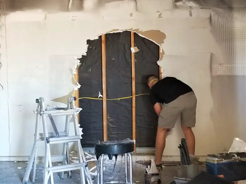 plaster being removed